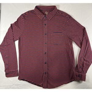 Men’s Long Sleeve Button Up J Crew Navy & Orange Striped Shirt Size Medium